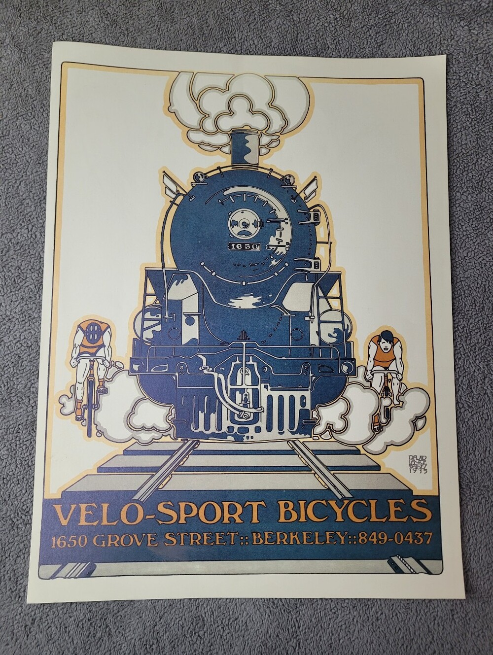 Vintage David Lance Goines Velo Sport Bicycles Art Print Poster 11x15 1975